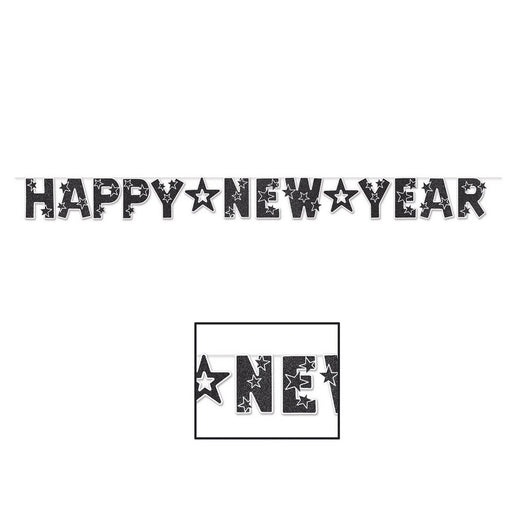 Glittered Happy New Year Streamer – 8½" x 8' – (1/Pkg) by Beistle for New Years Streamers