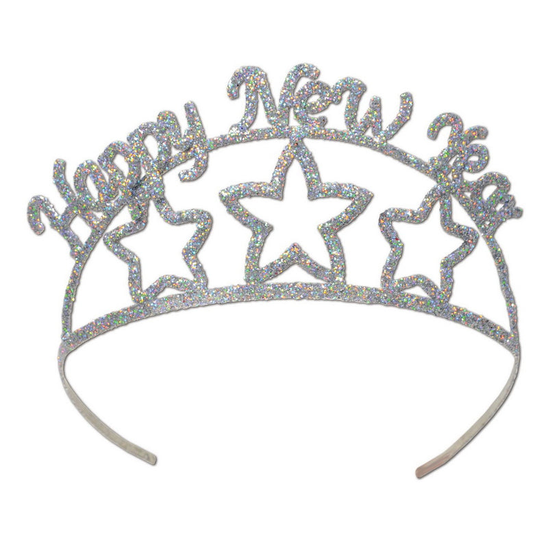Glittered Metal Happy New Year Tiara – (1/Pkg) by Beistle for New Years