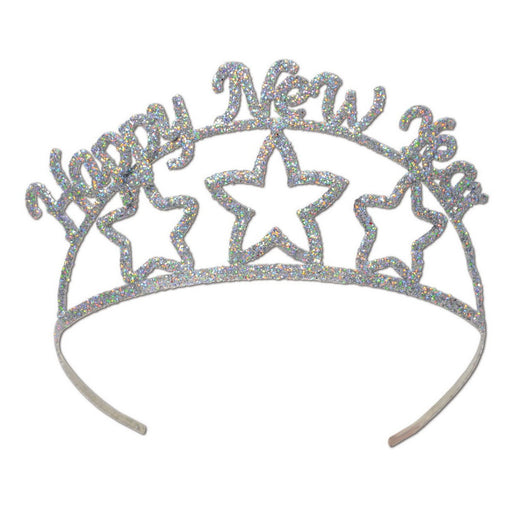 Glittered Metal Happy New Year Tiara – (1/Pkg) by Beistle for New Years