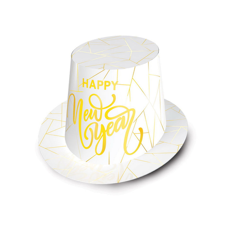 White New Year Gold Hi-Hat by Beistle for New Years Foil