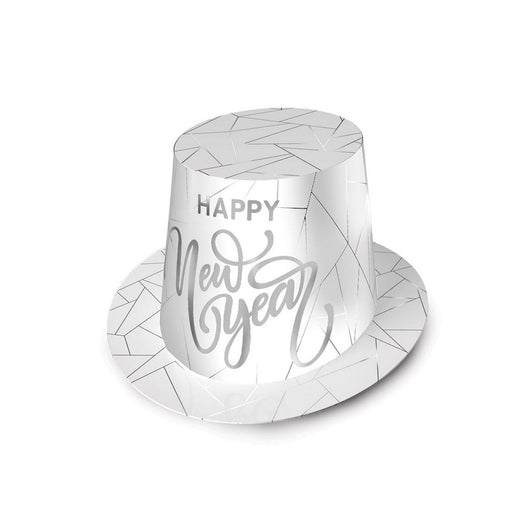 White New Year Silver Hi-Hat by Beistle for New Years Foil