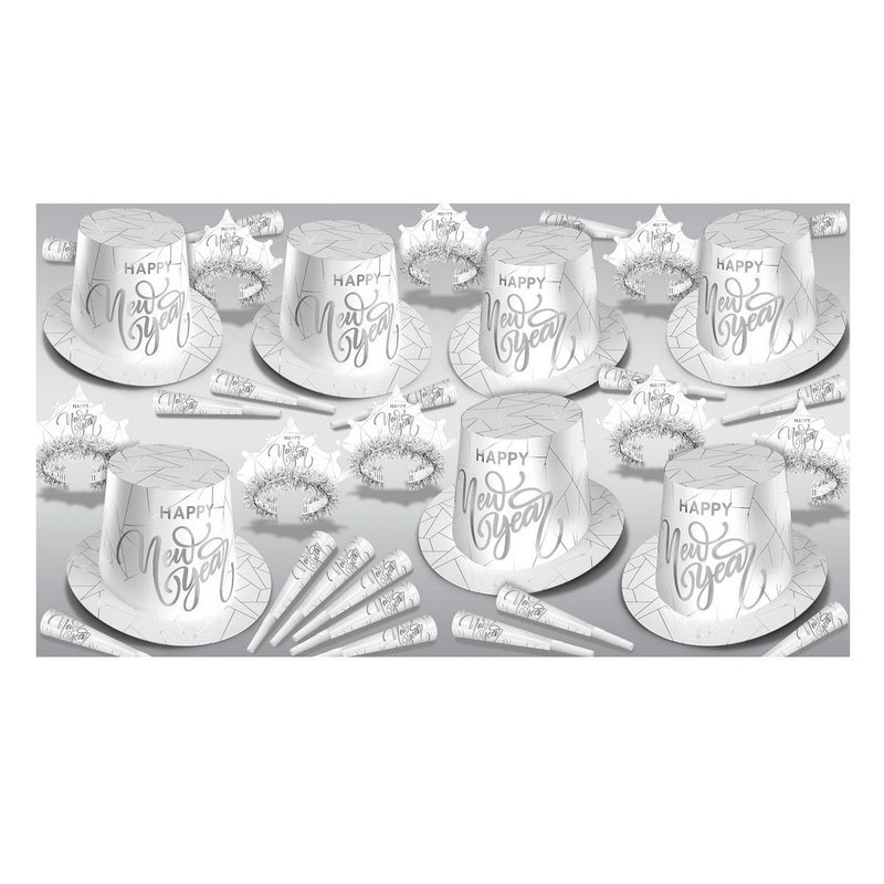 White New Year Silver Asst for 50 by Beistle for New Years 50 Person Assortments