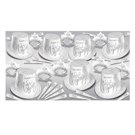 White New Year Silver Asst for 50 by Beistle for New Years 50 Person Assortments