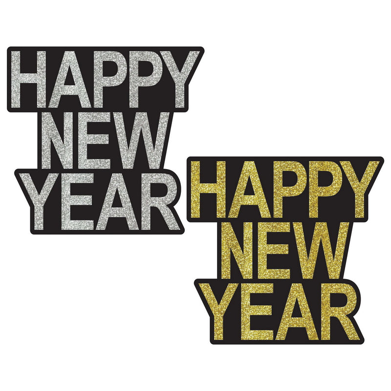 Happy New Year Cutouts – 17½" x 18½" – (2/Pkg) by Beistle for New Years Glitter Print