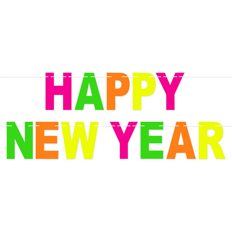 Neon Happy New Year Streamer – 8½" x 8' – (1/Pkg) by Beistle for New Years Streamers