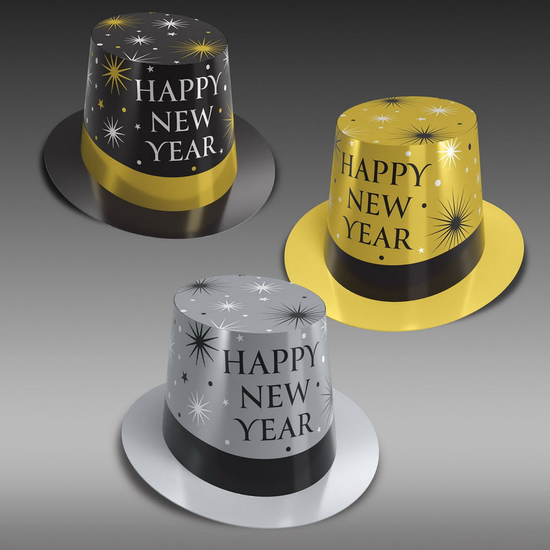 Silver & Gold New Year Hi-Hats by Beistle for New Years Foil
