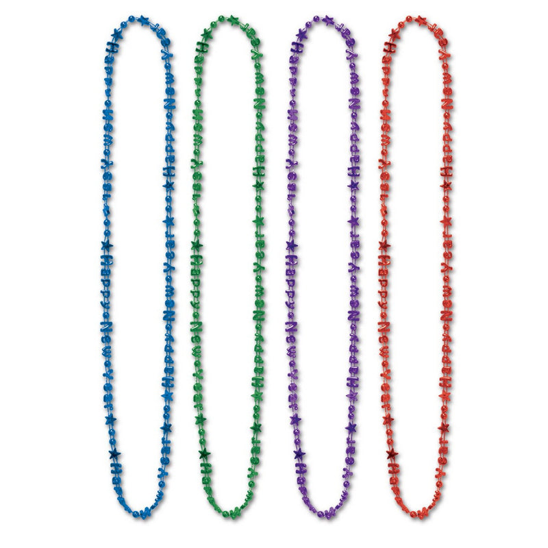 Bulk Happy New Year Beads-Of-Expression – 36" by Beistle for New Years Novelty Beads