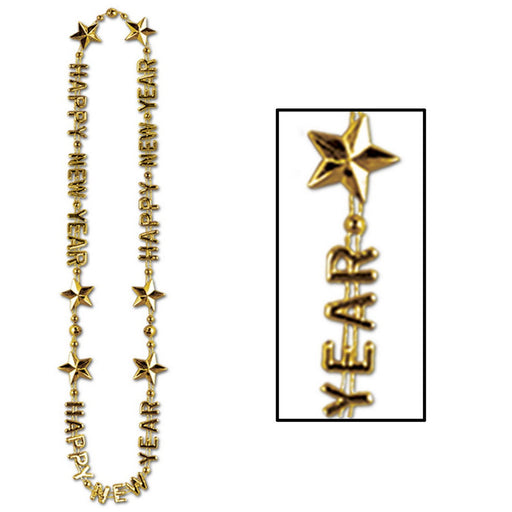 Happy New Year Beads-Of-Expression – 36" – (1/Card) by Beistle for New Years Novelty Beads