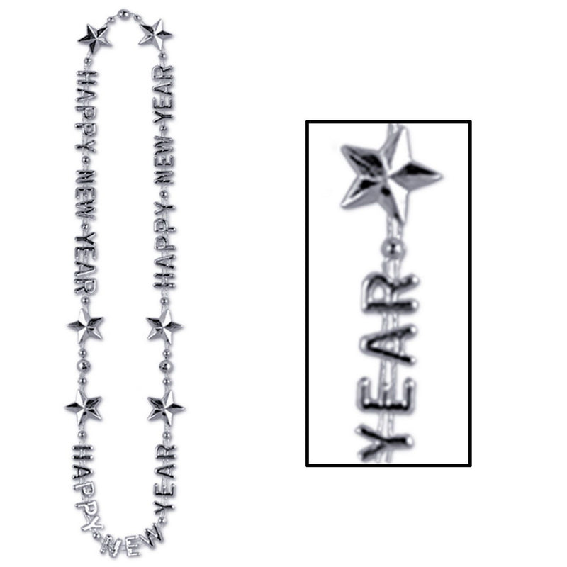 Happy New Year Beads-Of-Expression – 36" – (1/Card) by Beistle for New Years Novelty Beads