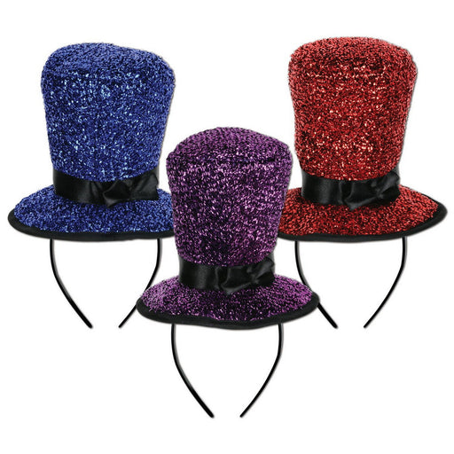 Sparkling Top Hat Headbands – (1/Card) by Beistle for New Years Boppers and Headbands