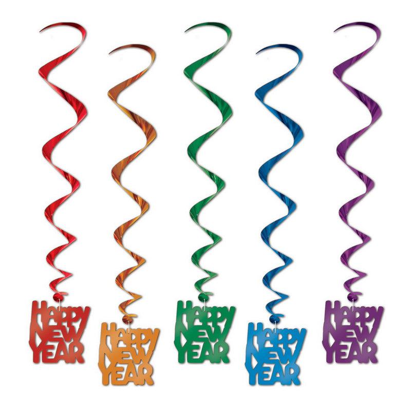 Happy New Year Whirls – 33" – (5/Pkg) by Beistle for New Years