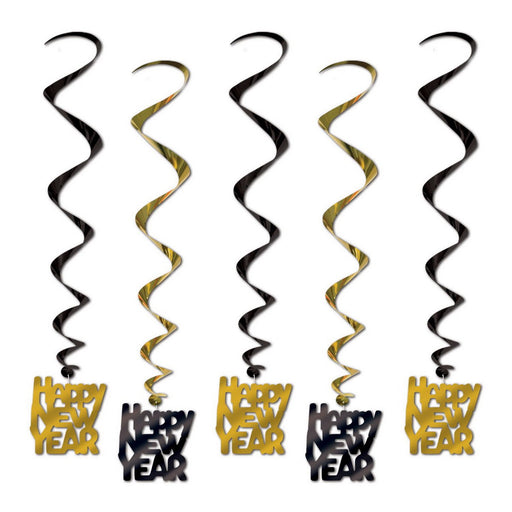 Happy New Year Whirls – 33" – (5/Pkg) by Beistle for New Years
