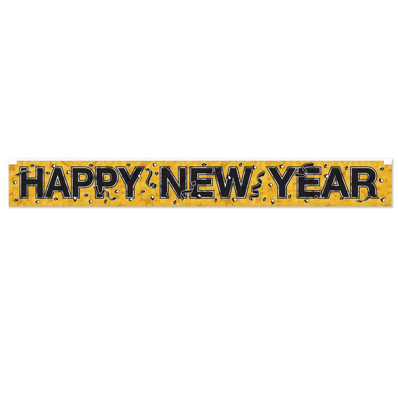Metallic Happy New Year Fringe Banner – 7½" x 5' – (1/Pkg) by Beistle for New Years Metallic Banners