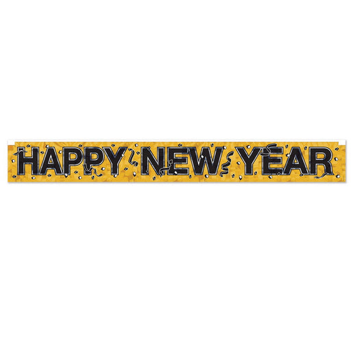Metallic Happy New Year Fringe Banner – 7½" x 5' – (1/Pkg) by Beistle for New Years Metallic Banners