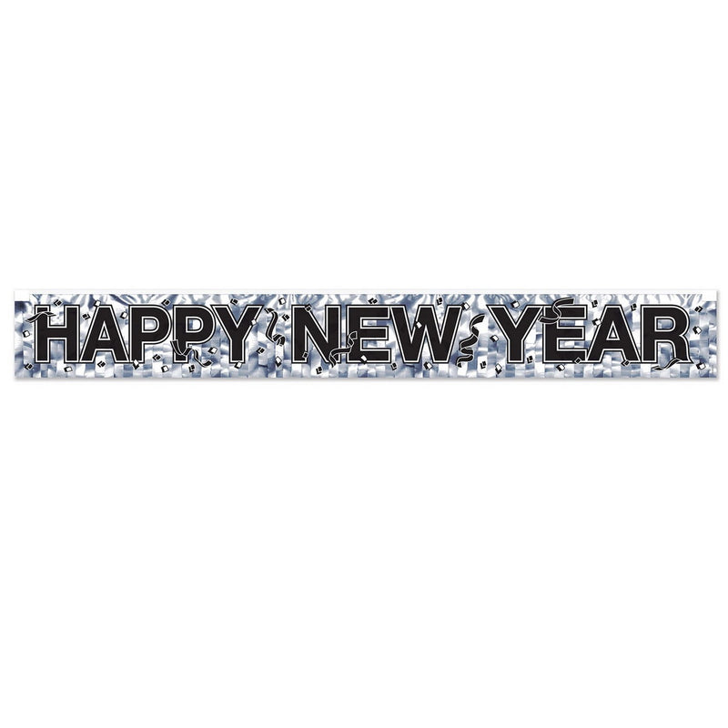Metallic Happy New Year Fringe Banner – 7½" x 5' – (1/Pkg) by Beistle for New Years Metallic Banners
