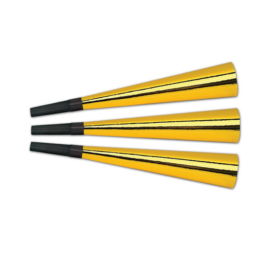 Pkgd Foil Horns – 9" – (15/Pkg) by Beistle for New Years