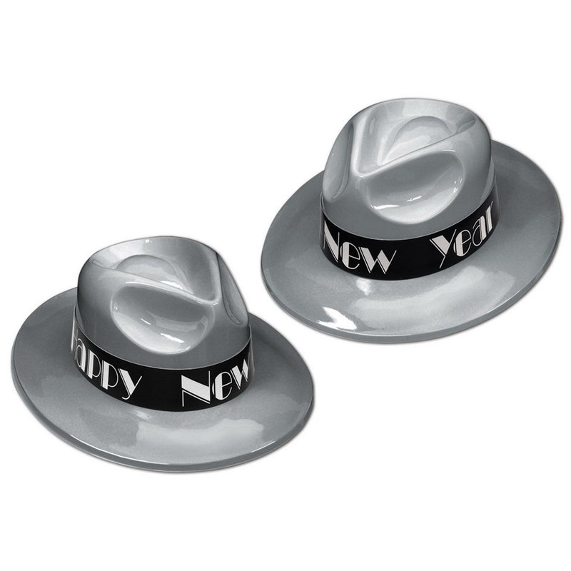 Silver Swing Fedora by Beistle for New Years Plastic