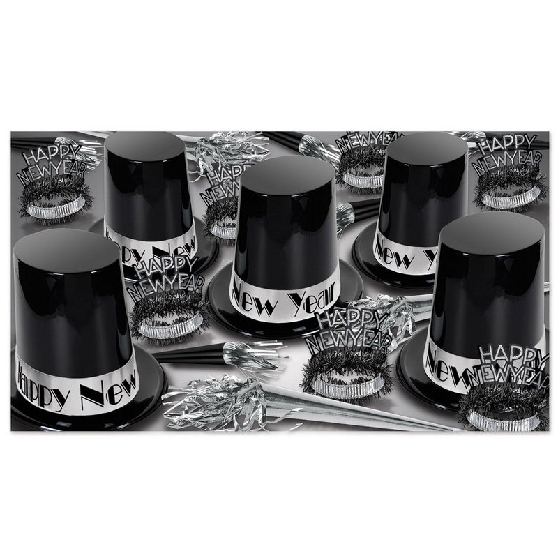 The Big Top Hat Silver Asst for 50 by Beistle for New Years 50 Person Assortments