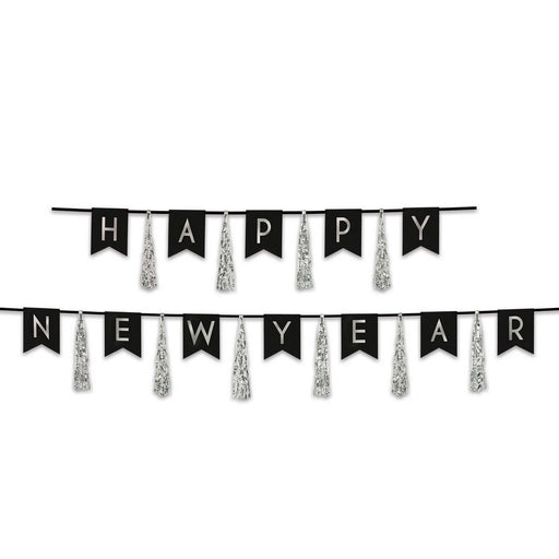 Happy New Year Tassel Streamer – 13" x 6' & 13" x 9' – (1/Pkg) by Beistle for New Years Streamers