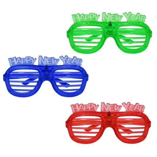 Happy New Year LED Shutter Glasses – (1/Pkg) by Beistle for New Years Novelty Glasses