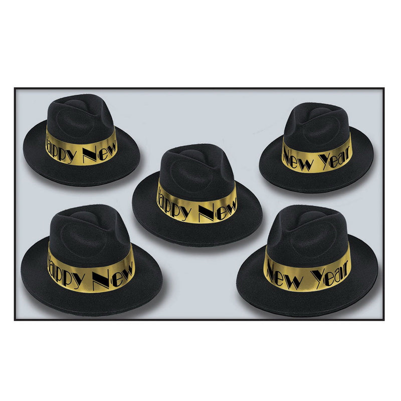 Swing Gold Fedora by Beistle for New Years Velour