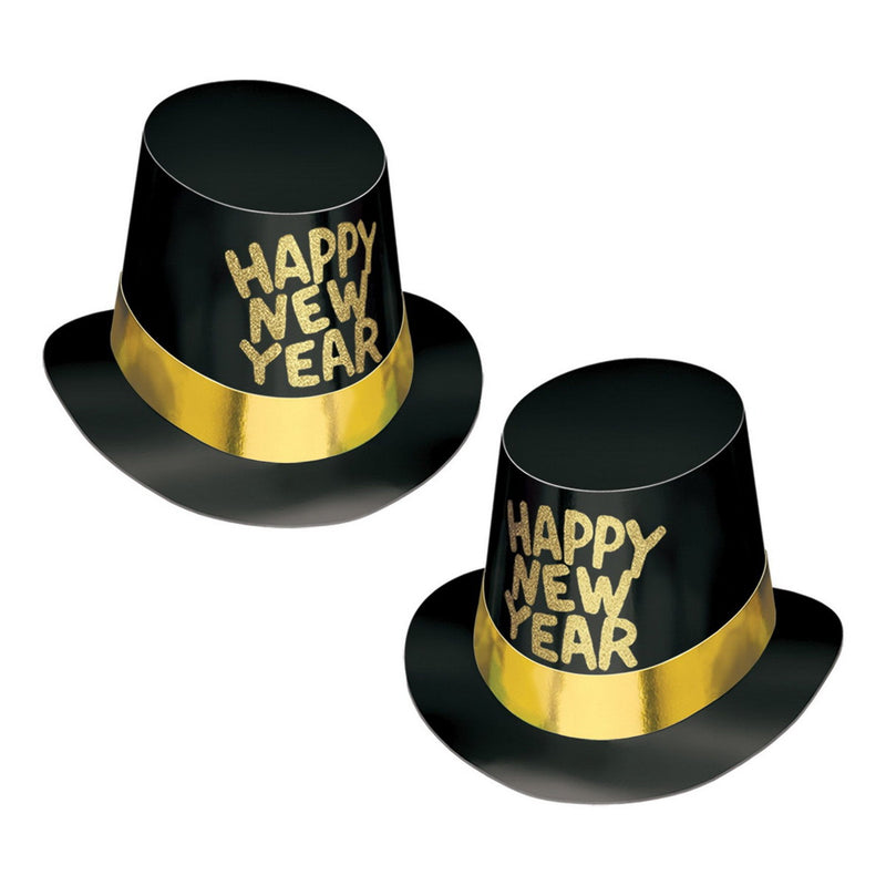 Black Hi-Hat w/Glittered HNY by Beistle for New Years Foil