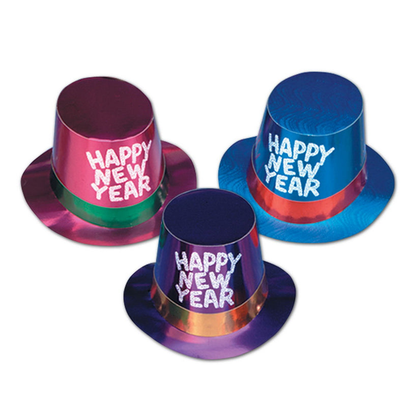 Foil Hi-Hats w/Glittered HNY by Beistle for New Years