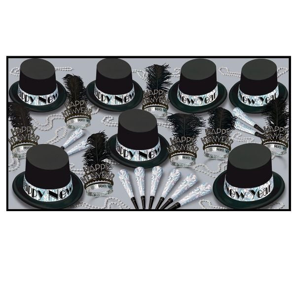 Silver Top Hat Asst for 50 by Beistle for New Years 50 Person Assortments