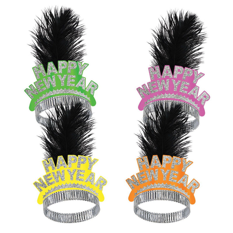 Neon Swing Tiaras by Beistle for New Years Plumed