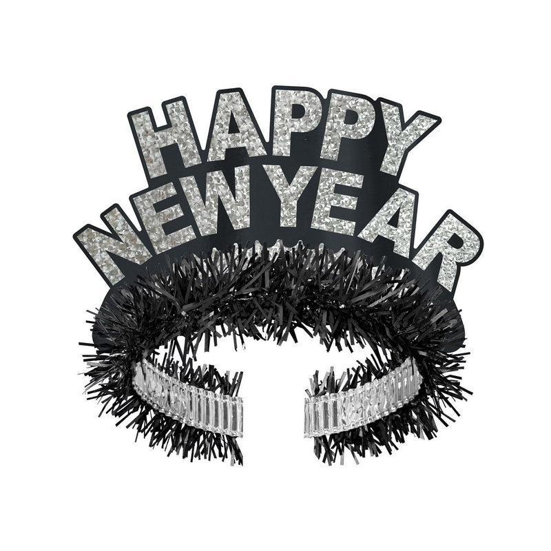 Pkgd Black & Silver HNY Regal Tiaras – (2/Pkg) by Beistle for New Years Fringed