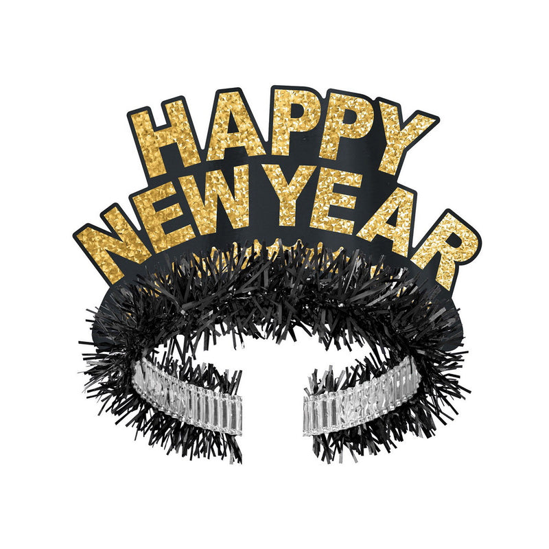 Pkgd Black & Gold HNY Regal Tiaras – (2/Pkg) by Beistle for New Years Fringed