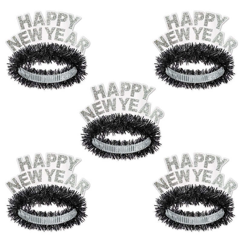 Black & White Legacy Tiara by Beistle for New Years Fringed