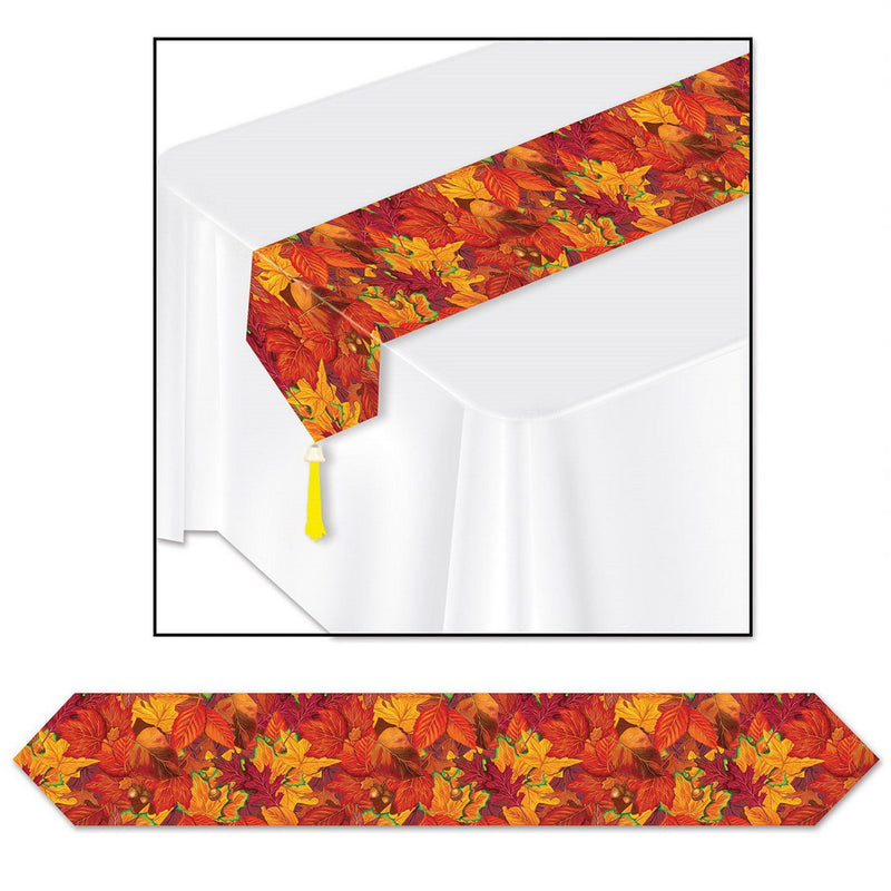 Printed Fall Leaf Table Runner – 11" x 6' – (1/Pkg) by Beistle for Thanksgiving and fall Table Runners - Printed