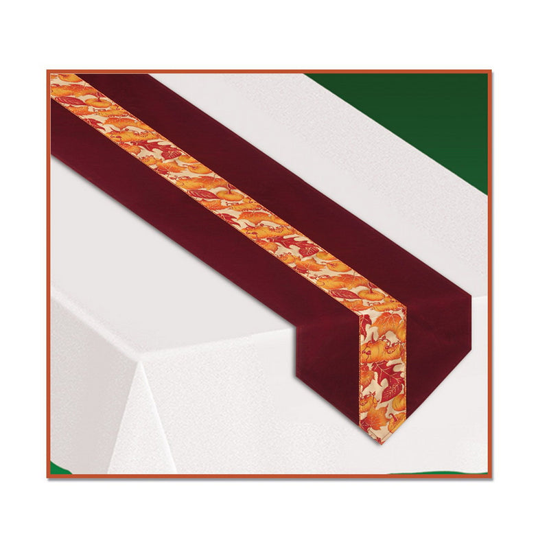 Autumn Leaves Fabric Table Runner – 12" x 6' – (1/Pkg) by Beistle for Thanksgiving and fall Table Runners - Fabric