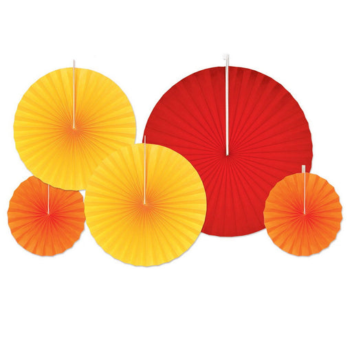 Accordion Paper Fans – Asstd – (5/Pkg) by Beistle for Thanksgiving and fall Decorative Fans