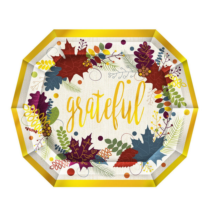 Friendsgiving Dessert Plates – 6¼" x 7½" – (8/Pkg) by Beistle for Thanksgiving and fall Plates-Dessert