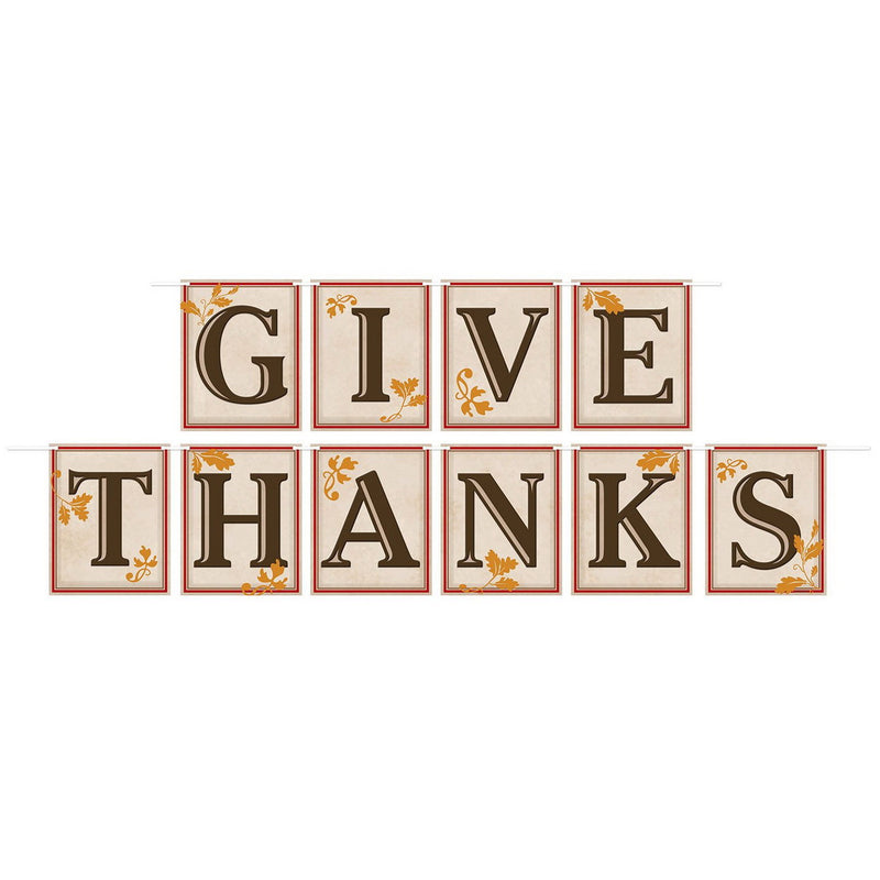 Give Thanks Streamer – 5" x 12' – (1/Pkg) by Beistle for Thanksgiving and fall Streamers