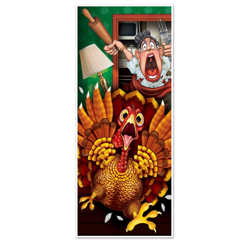 Wild Turkey Door Cover – 6' x 30" – (1/Pkg) by Beistle for Thanksgiving and fall Door Covers