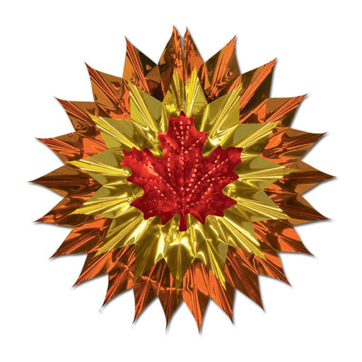 Fall Leaf Fan-Burst – 15" – (1/Pkg) by Beistle for Thanksgiving and fall Metallic
