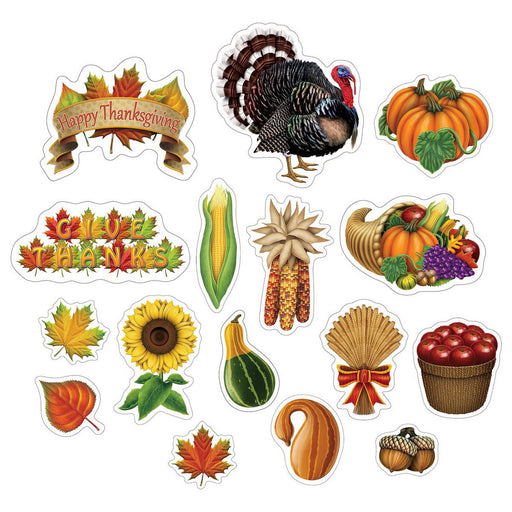 Thanksgiving Cutouts – 4½"-13¼" – (16/Pkg) by Beistle for Thanksgiving and fall Printed