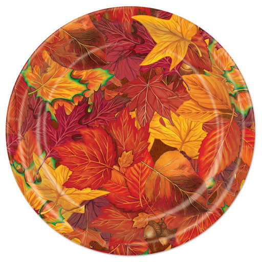 Fall Leaf Plates – 9" – (8/Pkg) by Beistle for Thanksgiving and fall Plates-Dinner