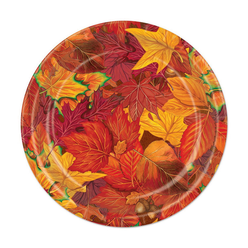 Fall Leaf Plates – 7" – (8/Pkg) by Beistle for Thanksgiving and fall Plates-Dessert
