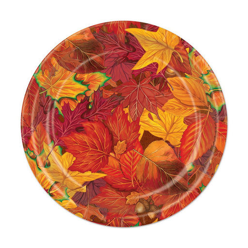 Fall Leaf Plates – 7" – (8/Pkg) by Beistle for Thanksgiving and fall Plates-Dessert