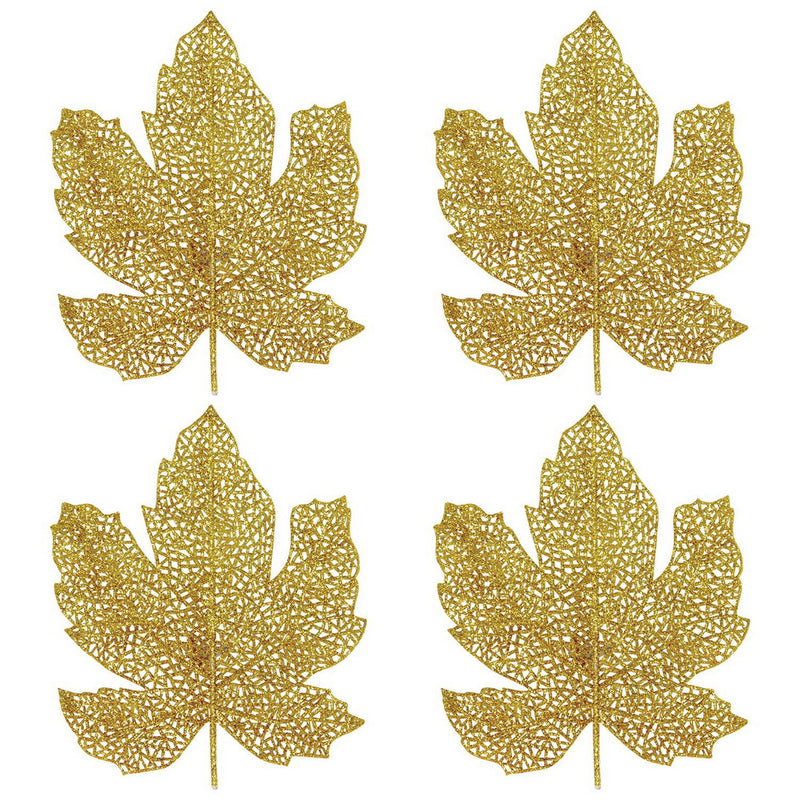 Glittered Fall Leaves – 7" – (4/Pkg) by Beistle for Thanksgiving and fall 3-D