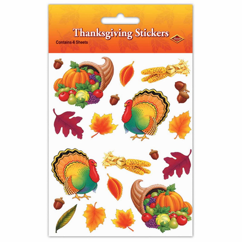Thanksgiving Stickers – 4¾" x 7½" – (4 Shs/Pkg) by Beistle for Thanksgiving and fall