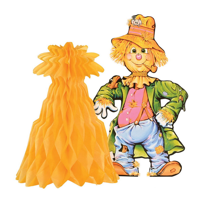 Scarecrow w/Tissue Cornshock Centerpiece – 11" – (1/Pkg) by Beistle for Thanksgiving and fall