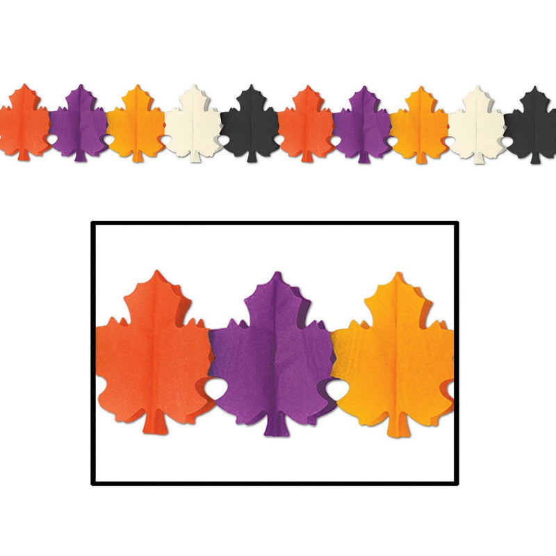 Designer Fall Leaf Garland – 9" x 12' – (1/Pkg) by Beistle for Thanksgiving and fall Tissue