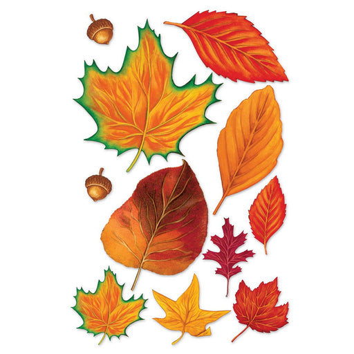 Fall Leaf Cutouts – 2¼"-12" – (11/Pkg) by Beistle for Thanksgiving and fall Printed