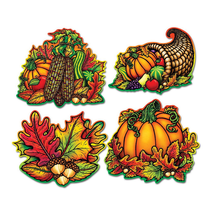 Autumn Splendor Cutouts – 14¼"-15¾" – (4/Pkg) by Beistle for Thanksgiving and fall Printed