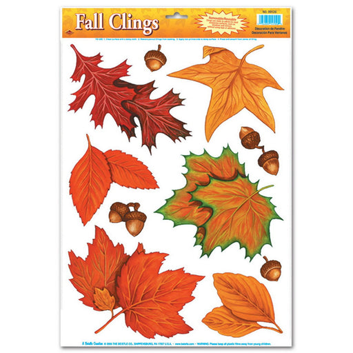 Fall Leaf Clings – 12" x 17" Sht – (10/Sht) by Beistle for Thanksgiving and fall Window Clings